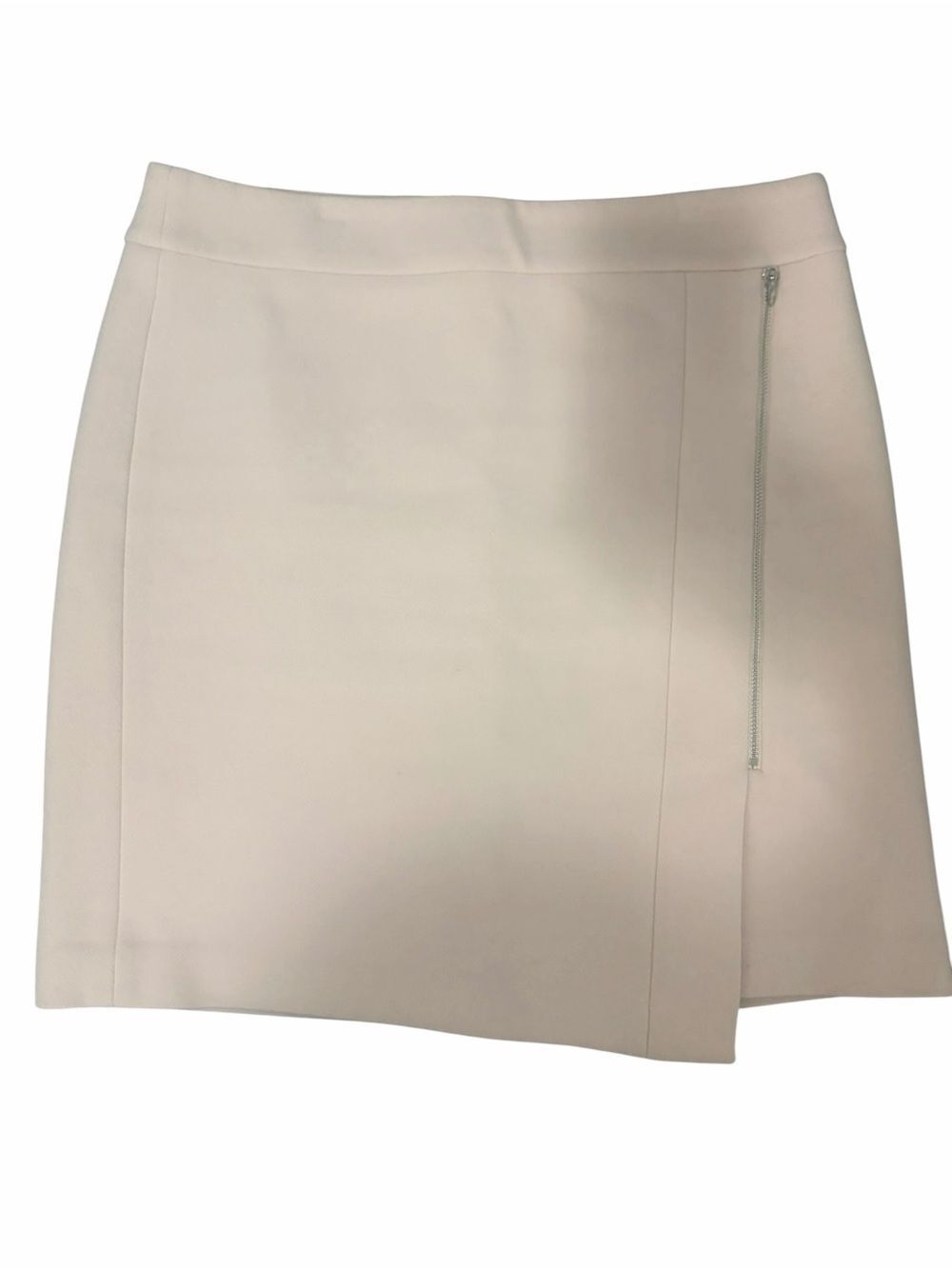 White House Black Market Light Blush Pink Asymmetrical Mini Skirt with Side Zip